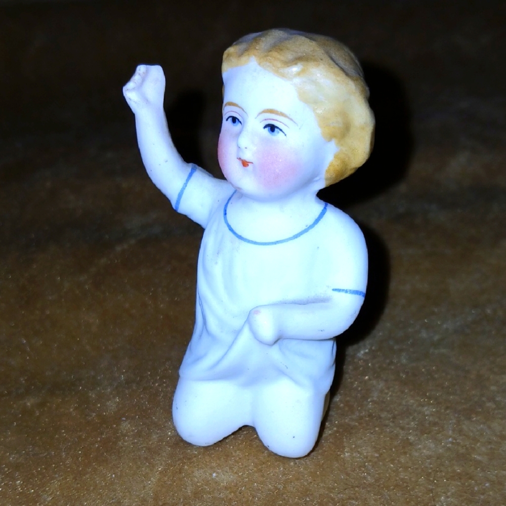 Porcelain Victorian Doll Figurine - 1890s, 2 3/4" tall